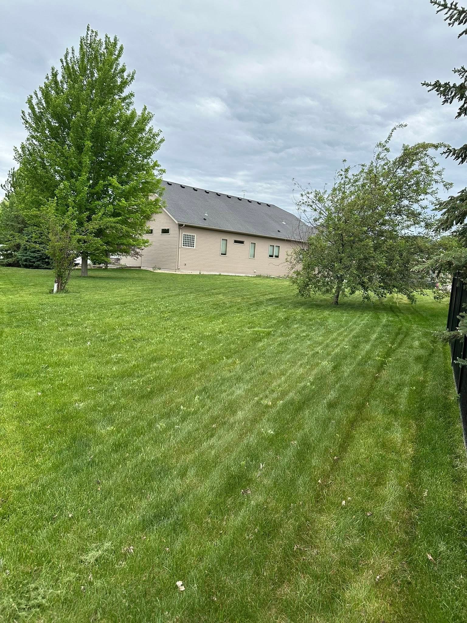Freshly mowed lawn in Fargo ND by Dynamite Lawn & Snow